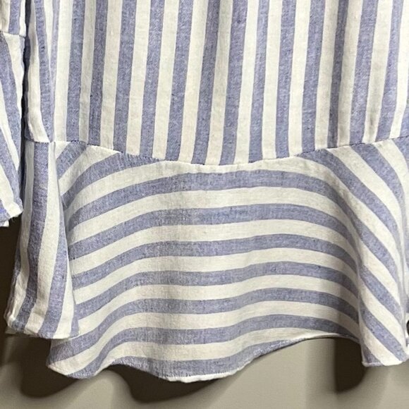 Alice & Olivia Doyle Trumpet Linen Peplum Top Size M - Picture 5 of 6